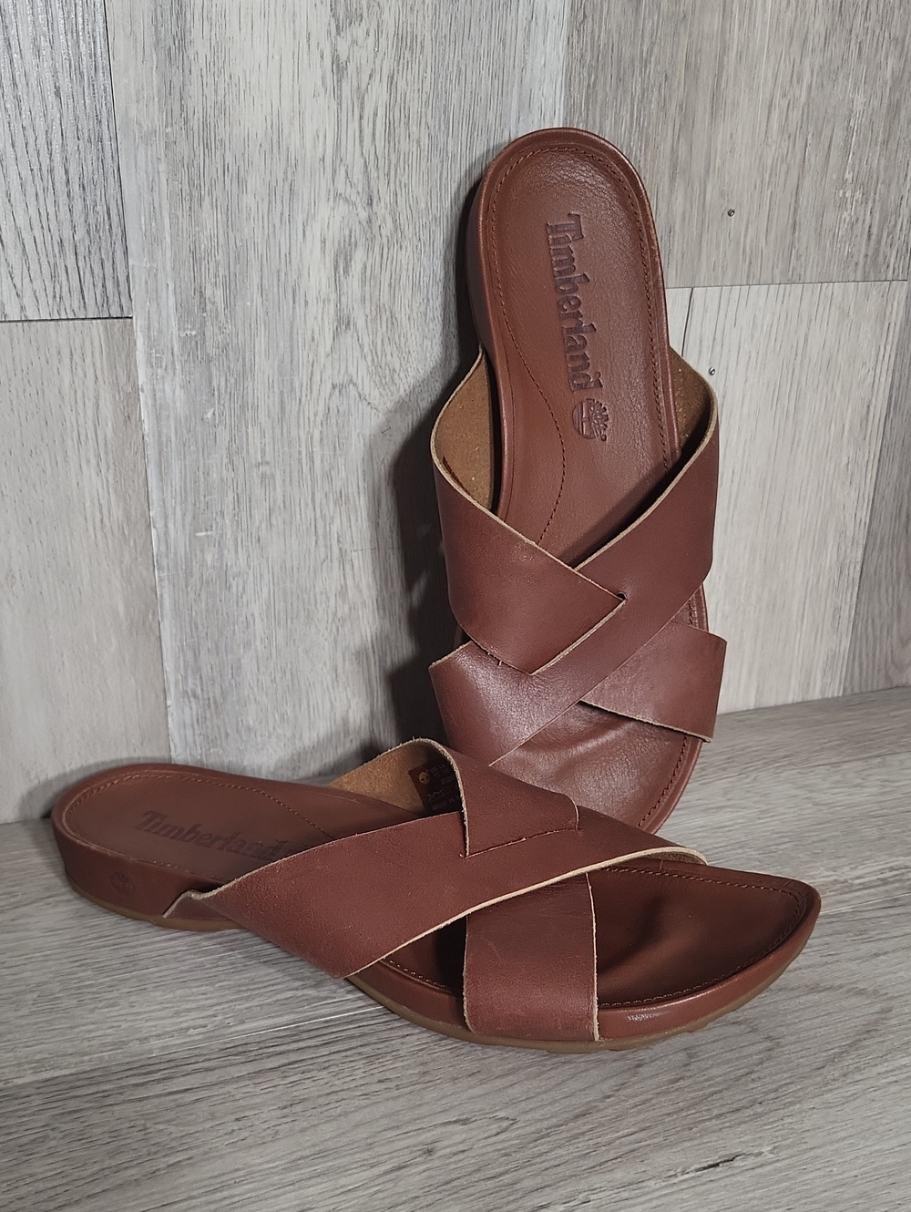 Timberland Leather Sandals Bailey Park Womens 7.5 Comfort Walking Flat